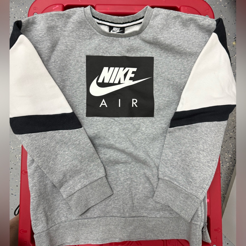 Nike Air Men's Gray and White Crewneck Sweatshirt and Red Sweatpants